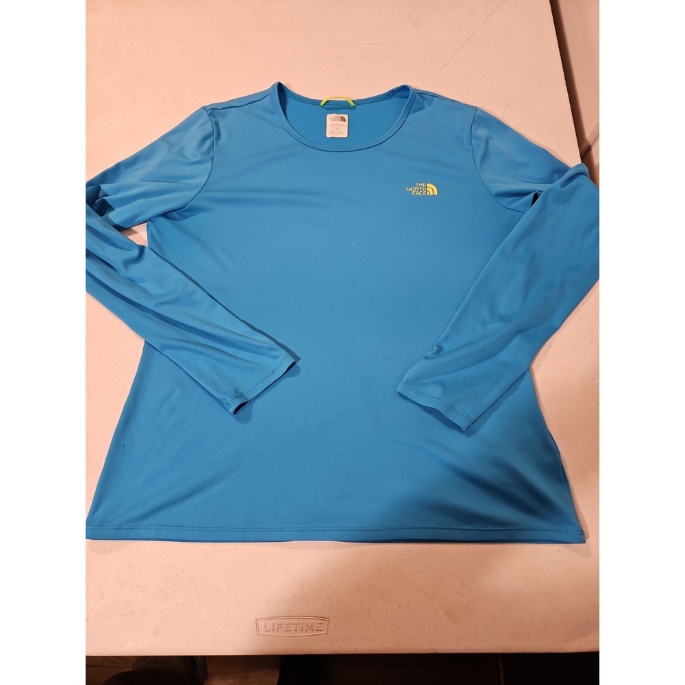 The North Face Shirt Thin Long Sleeve Running Tee Womens Large Blue (1691